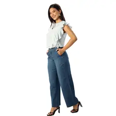 FORDAN JEANS - Pantalon Wide Leg Bolsillo Cod3909