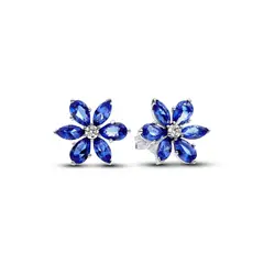 PANDORA - Aretes De Botón Herbario Azul Brillante