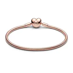PANDORA - Brazalete De Cadena De Serpiente Con Cierre De Corazón De Moments