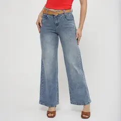 KANSAS - Jean Wide Leg Tiro Medio Mujer