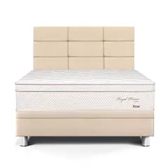 PARAISO - Dormitorio Boxet Blocks Royal Prince Firme 1.5 Plz Champagne + 1 Almohada Viscoelástica + 1 Protector