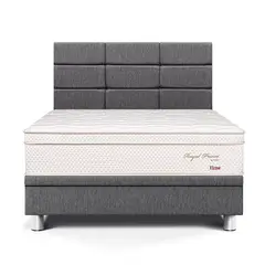 PARAISO - Dormitorio Boxet Blocks Royal Prince Firme 1.5 Plz Gris + 1 Almohada Viscoelástica + 1 Protector