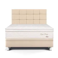 PARAISO - Dormitorio Boxet Royal Prince Firme Blocks Queen + 2 Almohadas Viscoelásticas + 1 Protector