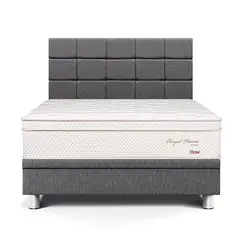 PARAISO - Dormitorio Boxet Royal Prince Firme Blocks Queen + 2 Almohadas Viscoelásticas