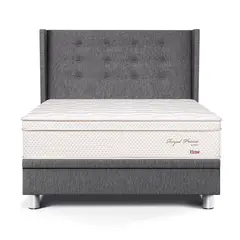PARAISO - Dormitorio Boxet Gold Royal Prince Firme 1.5 Plz Gris + 1 Almohada Viscoelástica + 1 Protector