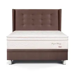 PARAISO - Dormitorio Boxet Gold Royal Prince Firme 1.5 Plz Chocolate + 1 Almohada Viscoelástica + 1 Protector