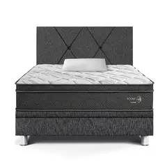 PARAISO - Dormitorio Boxet Loft Pocket Star 1.5plz Charcoal + 1 Almohada + 1 Protector