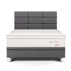 PARAISO - Dormitorio Boxet Blocks Royal Prince Flexible 1.5 Plz Gris + 1 Almohada Viscoelástica + 1 Protector