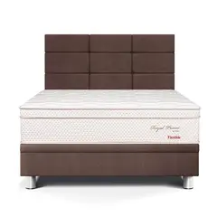 PARAISO - Dormitorio Boxet Blocks Royal Prince Flexible 1.5 Plz Chocolate + 1 Almohada Viscoelástica + 1 Protector