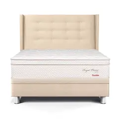PARAISO - Dormitorio Boxet Gold Royal Prince Flexible 1.5 Plz Champagne + 1 Almohada Viscoelástica + 1 Protector