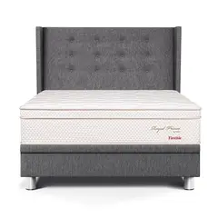 PARAISO - Dormitorio Boxet Gold Royal Prince Flexible 1.5 Plz Gris + 1 Almohada Viscoelástica + 1 Protector