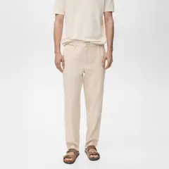 MANGO - Pantalón Lino Raya Diplomática