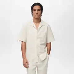 MANGO - Camisa Lino Casual Hombre Man