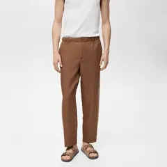 MANGO - Pantalón Mezcla Lino Cintura Elástica Man