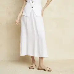 BASEMENT - Falda Larga 100% Lino Mujer