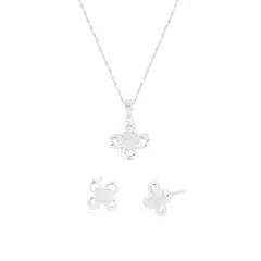 BALIQ - Set De Collar Y Aretesflor Plat 925