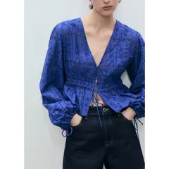 MANGO - Blusa 100% Algodón Mujer