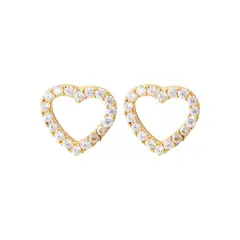 MAISHA - Arete Corazón de Circones Crystalinos Bañado en Oro