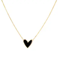 MAISHA - Collar Black Heart Bañado en Oro