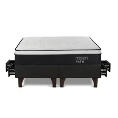 ROSEN - Cama Con Cajones Path Grafito Queen + 2 Almohadas