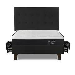 ROSEN - Dormitorio Con Cajones Path Grafito West Grafito 2 Plz + 2 Almohadas