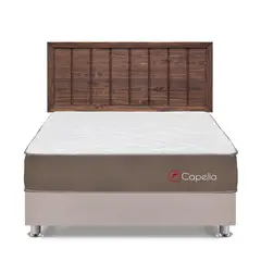 FORLI - Dormitorio Capella Queen Beige+ Cabecera Catania Nogal