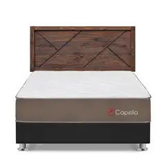 FORLI - Dormitorio Capella Queen Gris + Cabecera Florencia Nogal