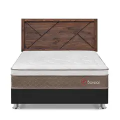 FORLI - Dormitorio Boreal Queen Gris+ Cabecera Florencia Nogal