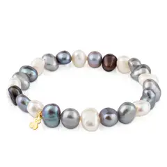TOUS - Pulsera Perla Blanca-gris Oro 1ley