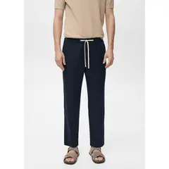 MANGO - Pantalón Slim Fit Lino Cordón