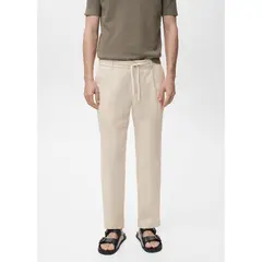 MANGO - Pantalón Slim Fit Lino Cordón
