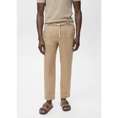 MANGO - Pantalón Slim Fit Lino Cordón