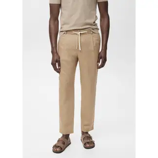 MANGO - Pantalón Slim Fit Lino Cordón