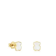 TOUS - Pendientes 14k Oso Nacar 7 Mm