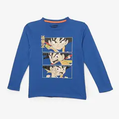 DRAGON BALL - Polo Niño Manga Larga Azul Algodón