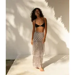 PALMA CANARIA - Falda Larga con Flecos Mujer