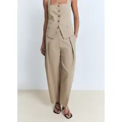 MANGO - Pantalón Balloon Tiro Alto Mujer