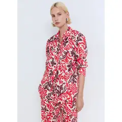 MANGO - Pantalón Fluido Tiro Medio Mujer Mango.