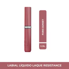 LOREAL PARIS - Labial Líquido Infallible Le Laque Resistance Tono Paris Sunset 5 ml