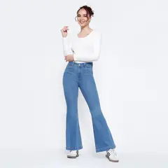 KANSAS - Jean Flare Tiro Medio Mujer
