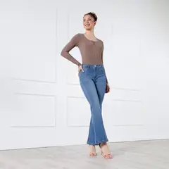 KANSAS - Jean Flare Tiro Medio Mujer