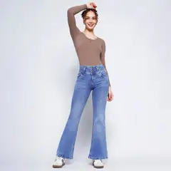 KANSAS - Jean Wide Leg Tiro Medio Mujer