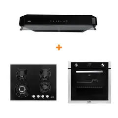 SOLE - Combo cocina empotrable gas vidrio 60cm+sole campana gaia 60cm+horno empotrable gas premium