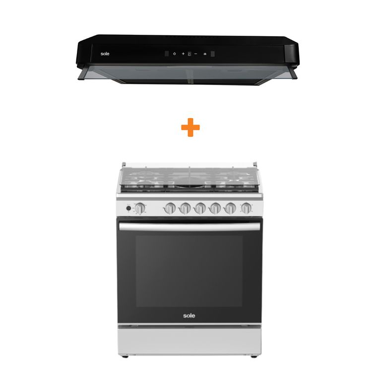 Combo cocina de pie niza 5h 76cm glp+sole campana gaia 80cm