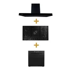 SOLE - Combo encimera vid temp gas 86cm s-c+s-c campana decorativa stilux 90cm+s-c horno electrico emp. pureblack d1 airfryer 75l