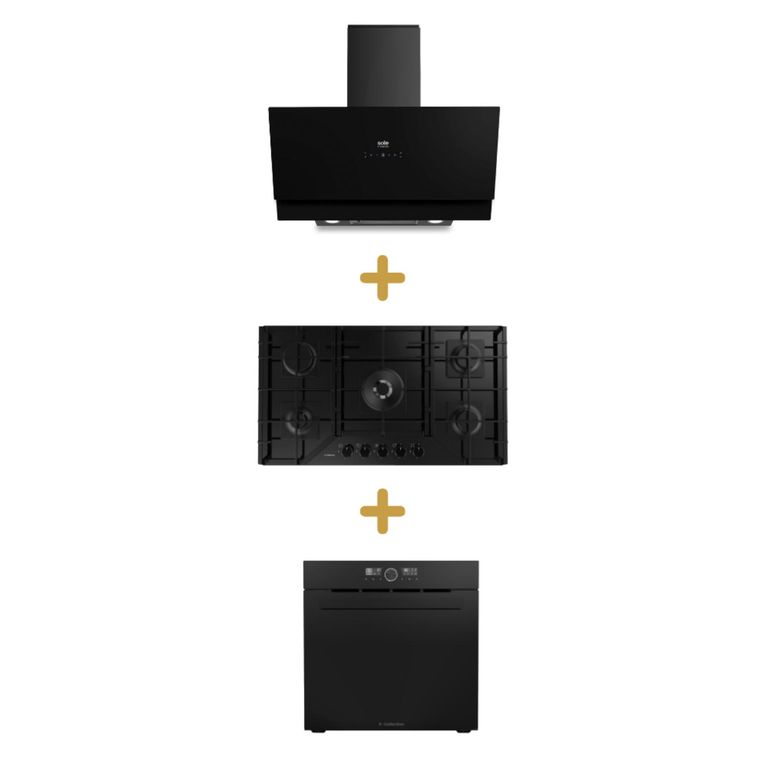 Combo encimera vid temp gas 86cm s-c+s-c campana decorativa signature 90cm +s-c horno electrico emp. pureblack d1 airfryer 75l