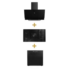 SOLE - Combo encimera vid temp gas 86cm s-c+s-c campana decorativa signature 90cm +s-c horno electrico emp. pureblack d1 airfryer 75l