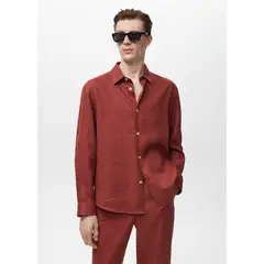 MANGO - Camisa 100% Lino Regular Fit Hombre Man