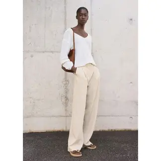 MANGO - Pantalón Wide Leg Tiro Alto Mujer