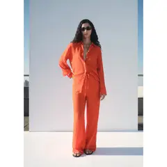 MANGO - Pantalón Straight Tiro Alto Mujer